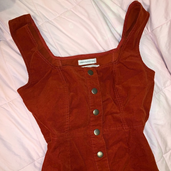 Burnt Orange curduroy button up dress - Picture 3 of 4